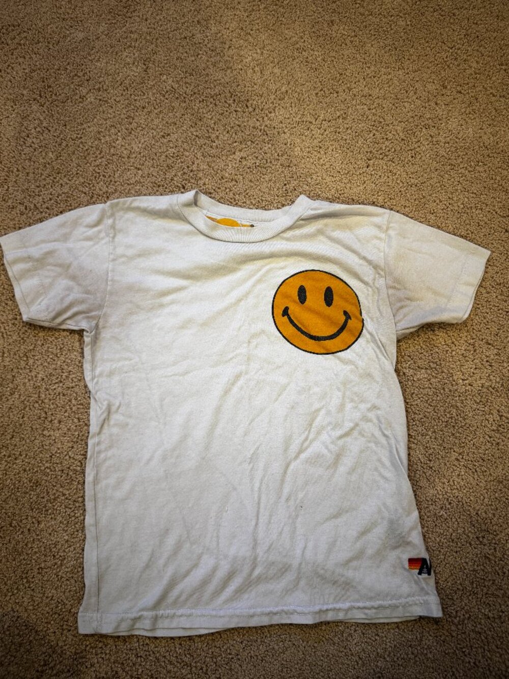 Size 8 Aviator Nation White Shirt Smiley Face